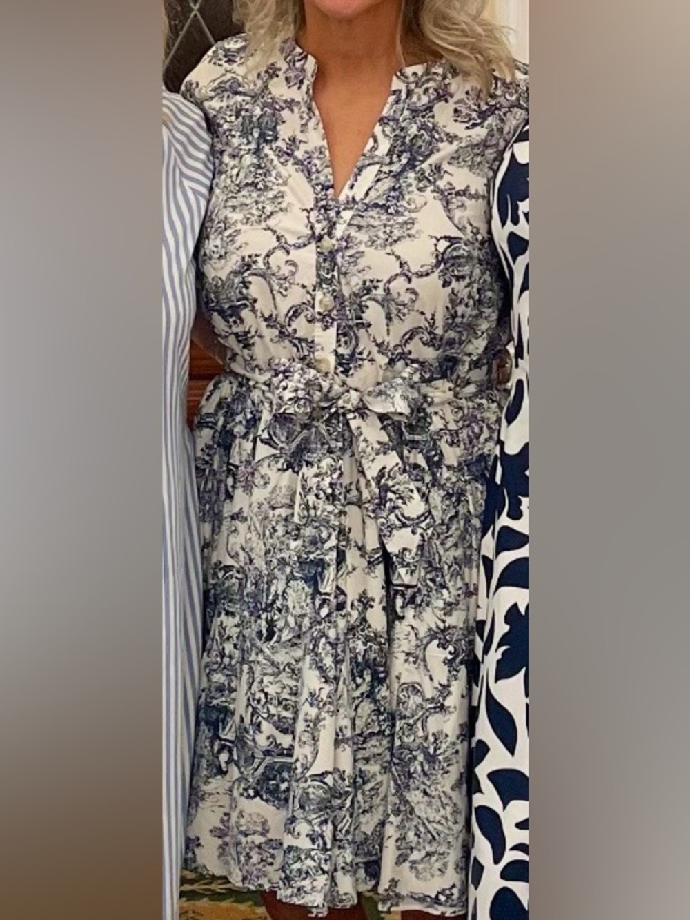 Aakaa Fit & flare dress with white & navy toile - Picture 3 of 6